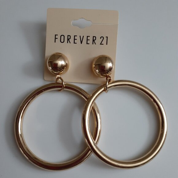Forever 21 Gold Tone Hoops - Picture 2 of 5